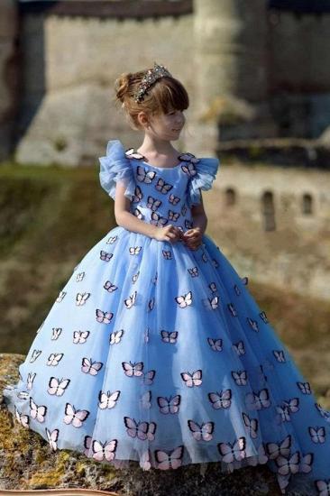 Chic Ruffled Cuff Fluffy Girl Dress With Manual Butterfly | Girl Beauty Pageant Dress_2