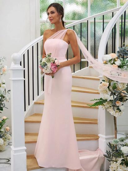 Elegant Simple Long Bridesmaid Dress Pink_4