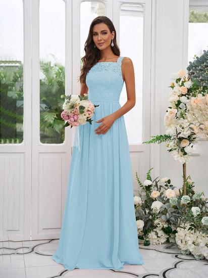 Chiffon Long Square Sleeveless Evening Dresses With Lace_20