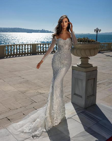 Luxurious A-Line Long Sleeve Lace Wedding Dress | Long Sleeve Wedding Dress with Sequins_2