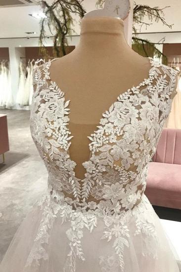 Beautiful V Neck Sleeveless Lace Wedding Dress | One Thread Lace Wedding Dress_2