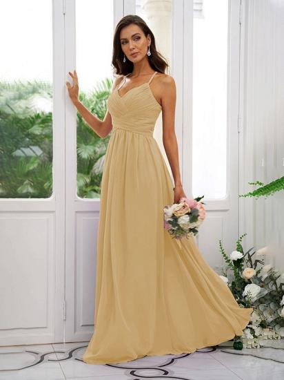 Lilac Chiffon V-Neck Spaghetti Straps Bridesmaid Dresses Simple_19