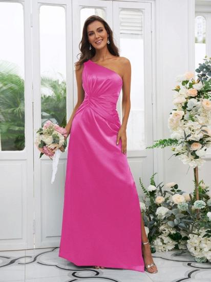 One Shoulder Dark Green Long Bridesmaid Dresses | Simple Bridesmaid Dress_14