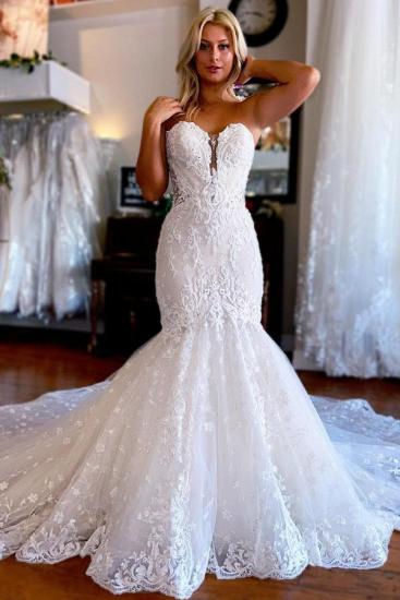 Heart-shaped collar lace retro mermaid wedding dress