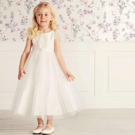 Sweet Princess Round Collar Gauze Girl Dress Girl Beauty | White Ankle Length Gown_4