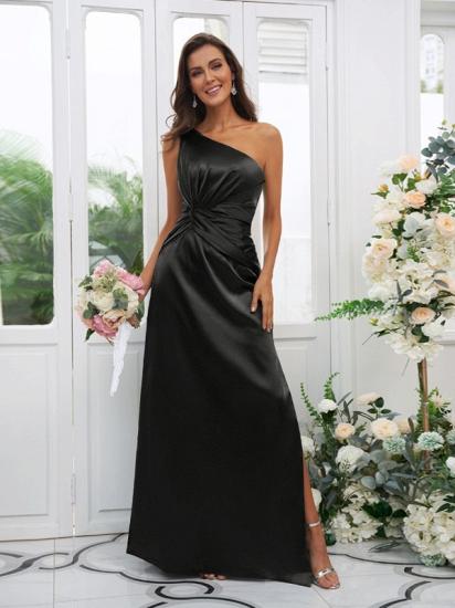 One Shoulder Dark Green Long Bridesmaid Dresses | Simple Bridesmaid Dress_5