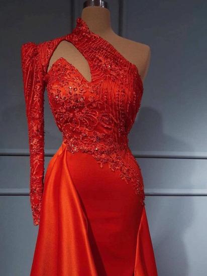 Chic Red One-Sleeve Long Evening Gown | One Shoulder Ball Gown_2