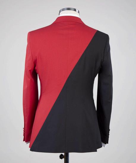 Gorgeous Red And Black Double Breasted Slim Fit Bespoke Men Suits_2