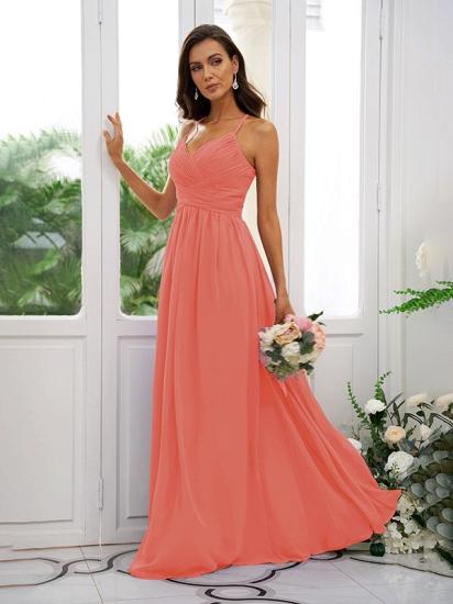 Lilac Chiffon V-Neck Spaghetti Straps Bridesmaid Dresses Simple_30