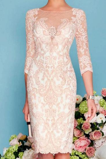 Two Piece Sheath Chiffon Bodycon Illusion Knee-Length Lace Mother of the Bride Dress_2