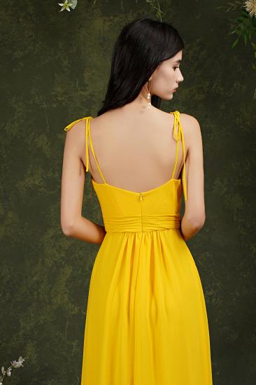 Simple Bridesmaid Dress With One Strap Yellow Chiffon Slit_6