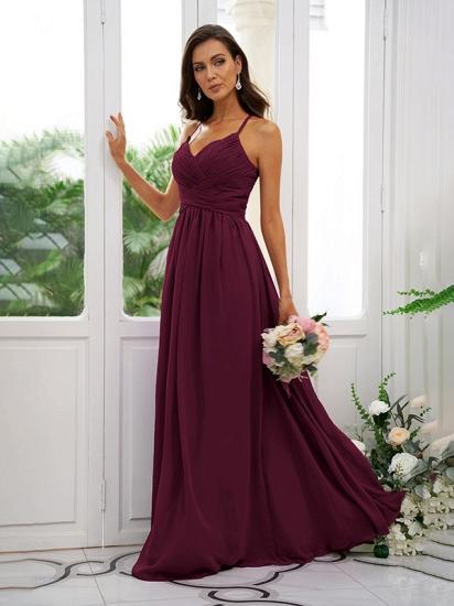 Lilac Chiffon V-Neck Spaghetti Straps Bridesmaid Dresses Simple_7
