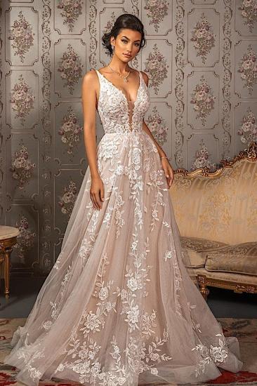 Beautiful Wedding Dress A-line V Neck Lace | Backless Wedding Dress_4
