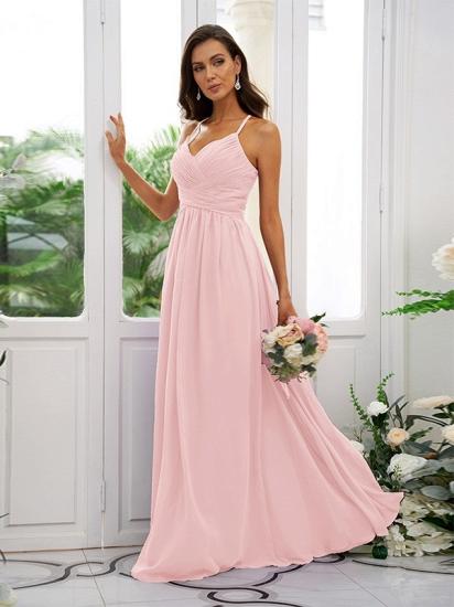 Lilac Chiffon V-Neck Spaghetti Straps Bridesmaid Dresses Simple_6