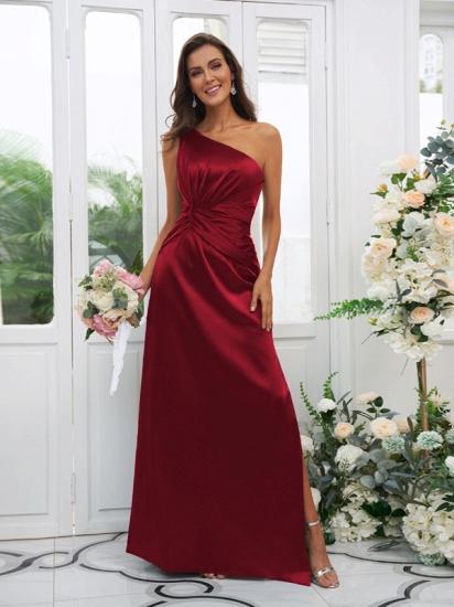 One Shoulder Dark Green Long Bridesmaid Dresses | Simple Bridesmaid Dress_22