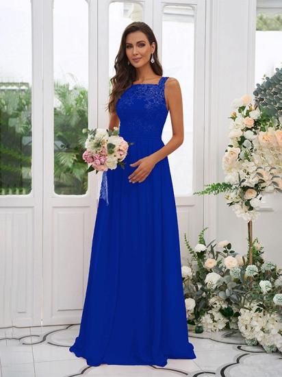 Chiffon Long Square Sleeveless Evening Dresses With Lace_19