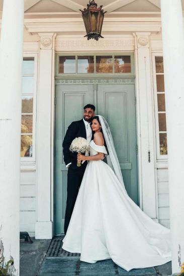 Simply Off Shoulder Satin A-Line Wedding Dress_4