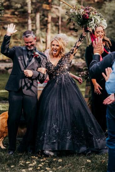 Lace V-Neck Wedding dresses | Elegant Wedding Dresses Black_4