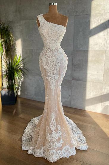 Designer Cheap Lace One Shoulder Mermaid Wedding Dress