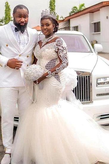 Charming Appliquéd Sweetheart Mermaid Wedding Dress with Sleeves | Mermaid Lace Wedding Dress_2