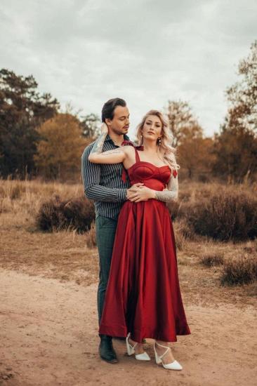 Satin Ankle-Length Sweetheart A-line EveningDresses | Cocktail dresses red cheap_4