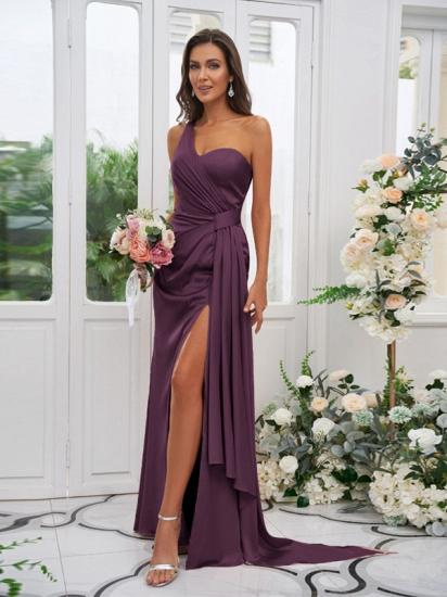One Shoulder Sweetheart Sleeveless Side Slit Evening Dresses_17