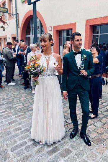 Lace Floor-Length Halter Sleeveless Wedding dresses | Tight Lace Wedding Dresses Online_3
