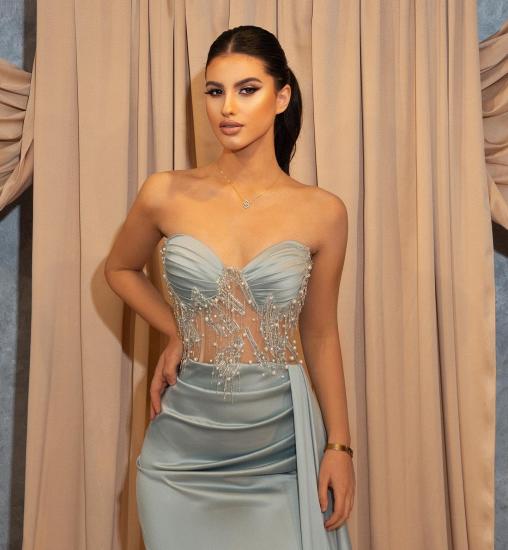 Sexy Bag Hip Split Sweetheart Long Blue Evening Gown | Glitter Ball Gown_2