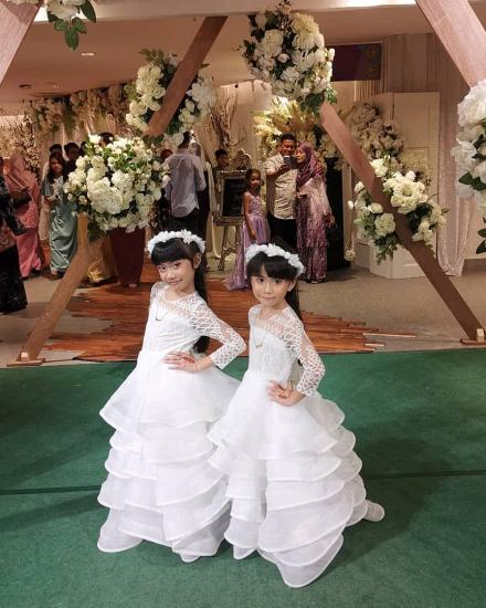 Long-sleeved White Bud Silk Chiffon Girl Dresses With Ruffles | Turtleneck Pageant Dress Little Girl_2