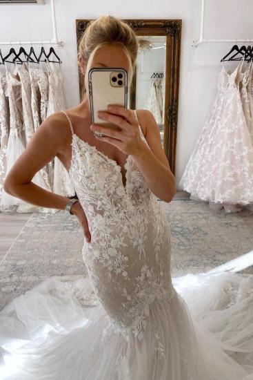 Lace V-Neck Mermaid Wedding dresses Elegant_3