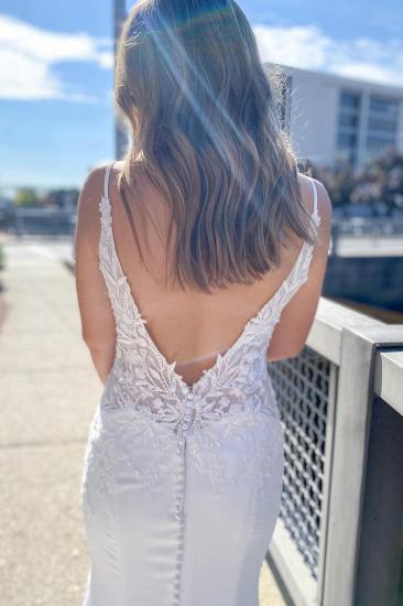 Sweetheart Thin Shoulder Strap Appliquéd Lace Wedding Dress | Simple Mermaid Suspender Wedding Dress_2