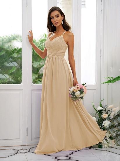 Lilac Chiffon V-Neck Spaghetti Straps Bridesmaid Dresses Simple_8