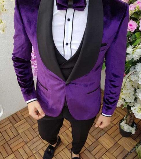 Black Shawl Lapel Velvet Purple Men's Tuxedo | Men's Formal Party Dress Set