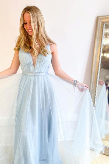 Stunning Spaghetti Strap V-Neck A-Line Floor Length Evening Gown with Sequins_2