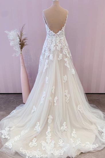Beautiful A-line sleeveless bohemian wedding dress | A-line wedding dress with lace_2