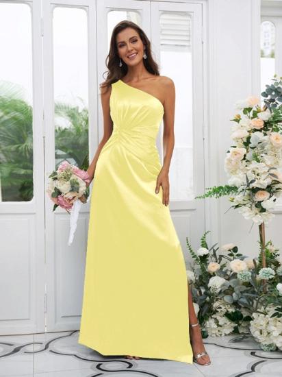 One Shoulder Dark Green Long Bridesmaid Dresses | Simple Bridesmaid Dress_10