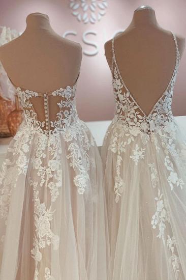 Elegant A-Line Lace Sleeveless Wedding Dress | Lace Wedding Dress_5