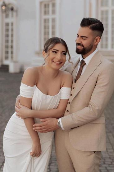 Simple Satin Clip Shoulder Mermaid Wedding Dress_7