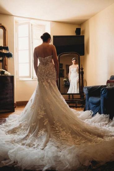 Romantic Sweetheart Strapless Tulle Mermaid Lace Wedding Dress