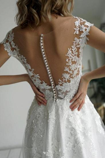 Cheap V-neck A-line Wedding Dress With Lace_4