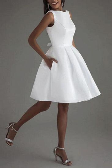 Satin Short/Mini Scoop Simple Cheap Wedding dresses_3