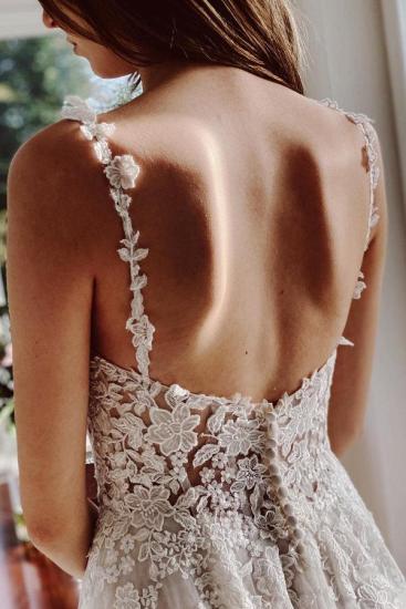 Elegant White Tulle Lace Wedding Dress | Sleeveless Simple Bridal Gown_4