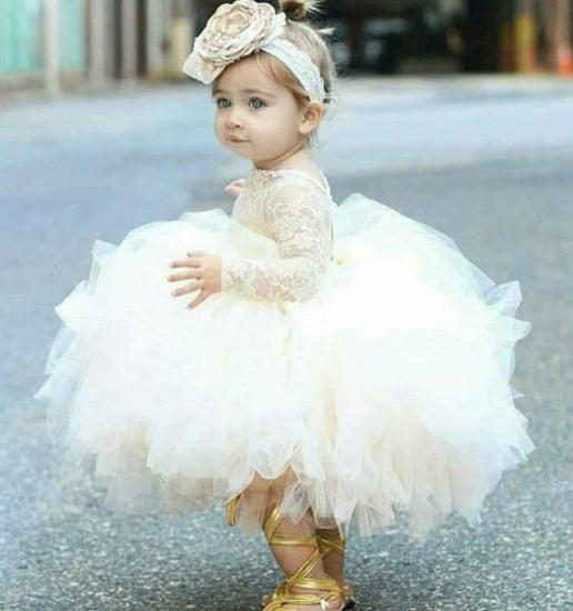 The Latest Long Sleeve Lace Fluffy Girl Beauty Girl Dress | Tea Length Dress_2