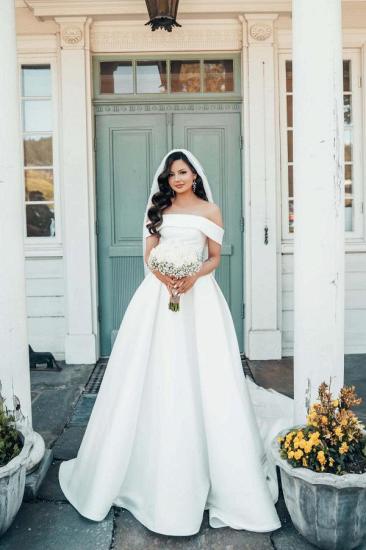 Simply Off Shoulder Satin A-Line Wedding Dress