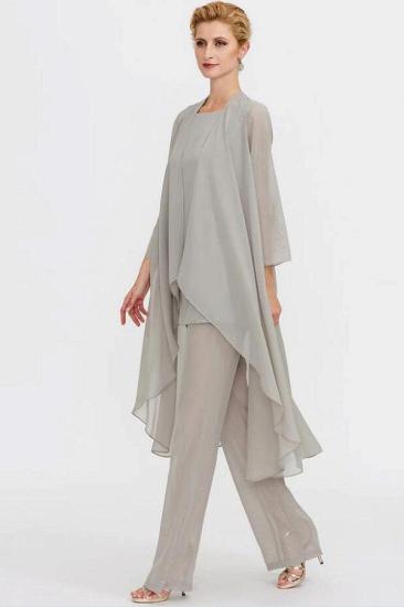 3-Piece Suit/Pants Suit Scoop Neck Length Chiffon Bride Mother Dress_6